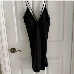 Victoria Secret Black Lace Trim Slip Dress-Sz Large